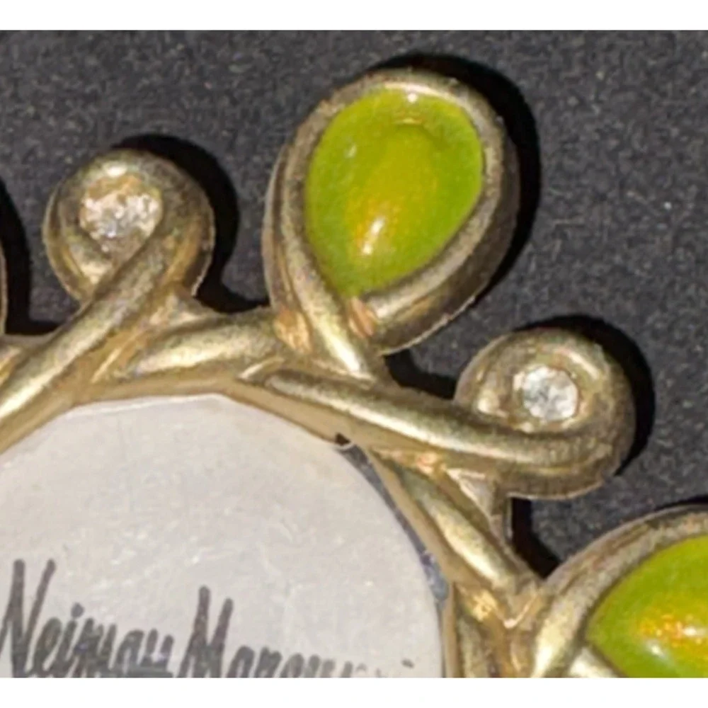 VTG Neiman Marcus / Jay Strongwater  Mini Green Enamel Picture Frame Swarovski